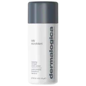Dermalogica Daily Microfoliant exfoliating powder for bright, smooth skin in white bottle with minimalist packaging